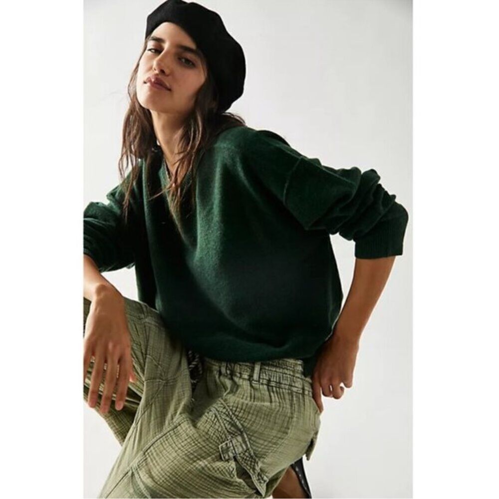 Free People Luna Pullover In Forest Pine M